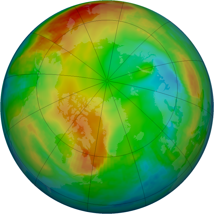 Arctic ozone map for 14 January 2001